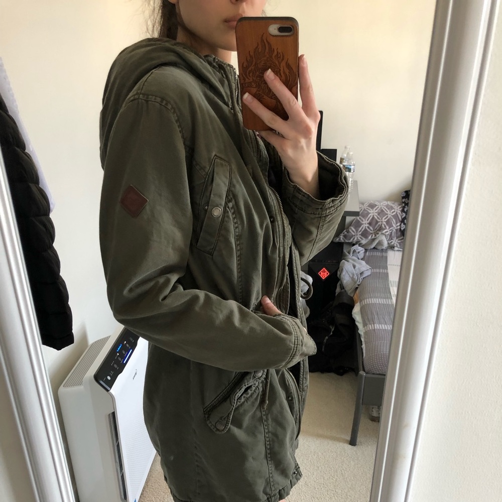 Olive green trench coat